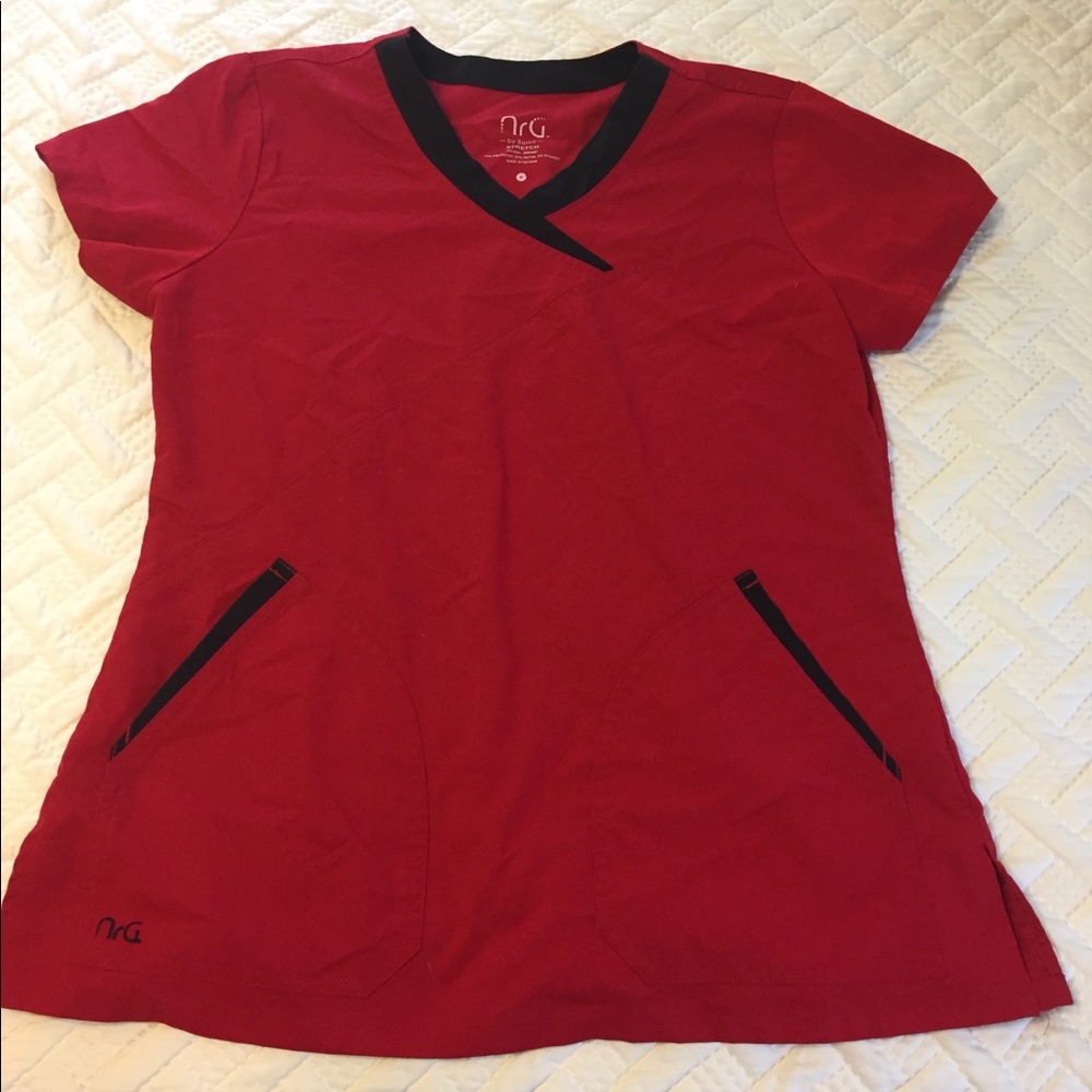 NRG Red & Black Scrub Top size medium